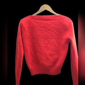Vintage women's Lacoste "Haymaker" cropped red orange sweater 40